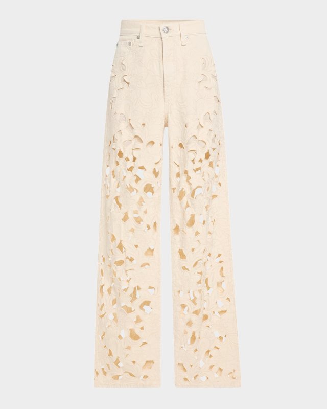 Logan Mid-Rise Floral Cut-Out Jeans